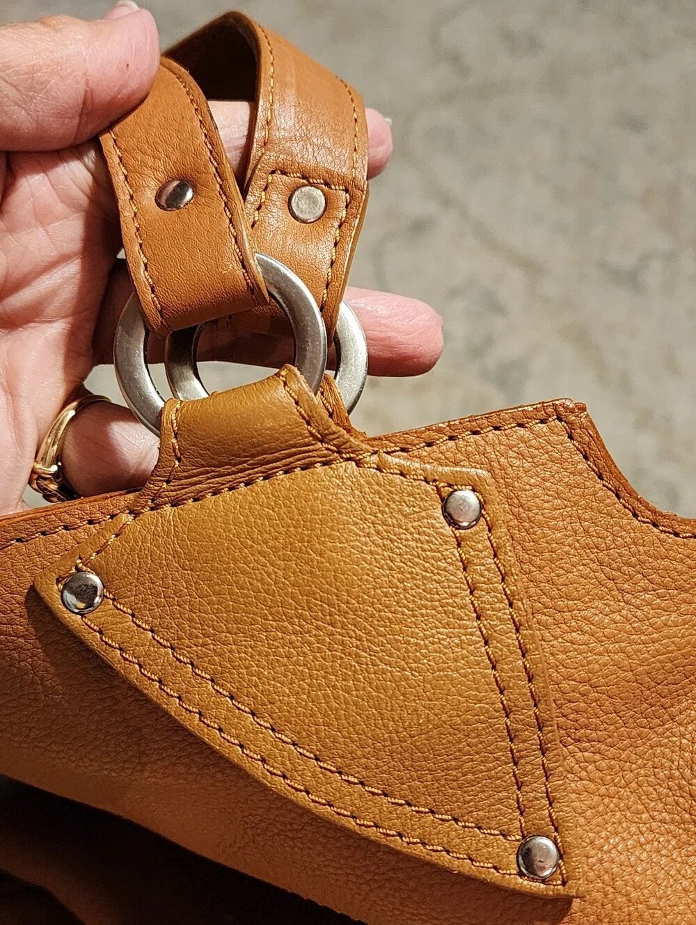 Cristian of Italy Camel Brown Leather Tote Bag Shoulder Purse